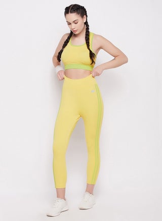 Clovia Snug Fit High Rise Active Tights In Lemon Yellow