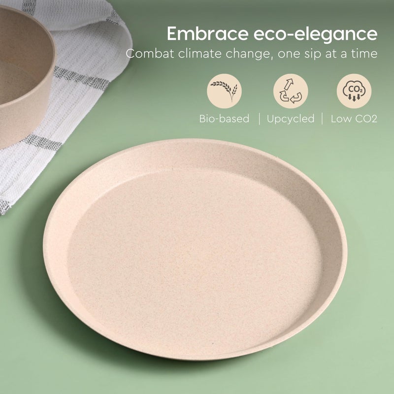Eha Earth Friendly Round Plates for Kids | 8 inch | Breakfast Plates | Unbreakable Dinner Plates Set | Made with Rice Husk | Microwave Safe Plates | Plate Set of 2 | Sand Castle - Image 3