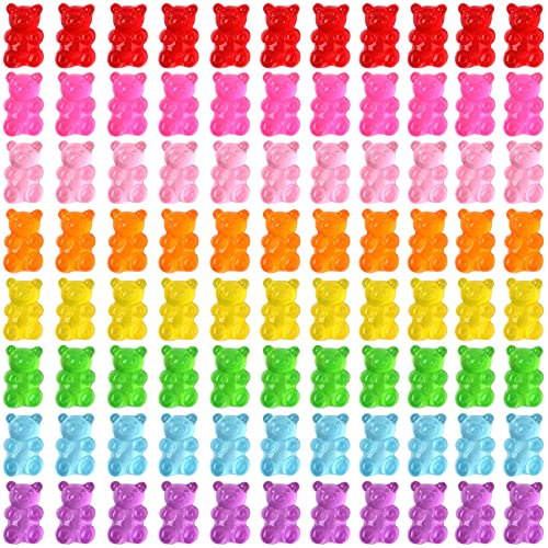 SANNIX 120 Pcs Kawaii Nail Charms - Gummy Bear Resin Charms for Nail Decoration (8 Colors) - Image 1