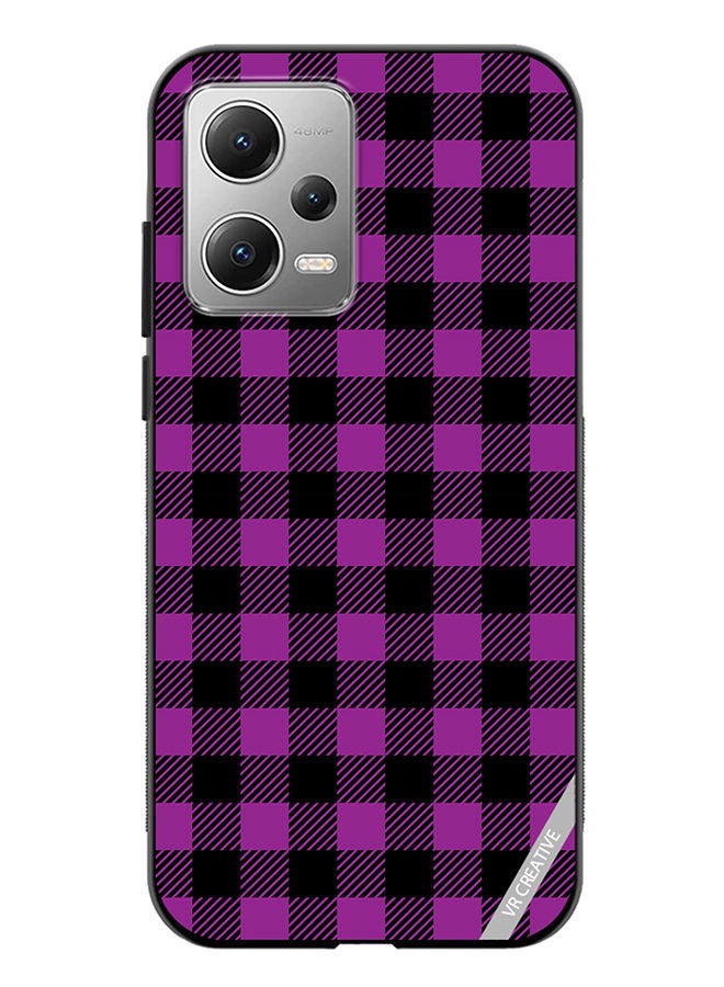 VR CREATIVE Protective Case Cover For Xiaomi Redmi Note 12 Purple And Black Chequered Design Seamless Pattern Design Multicolour - Image 1