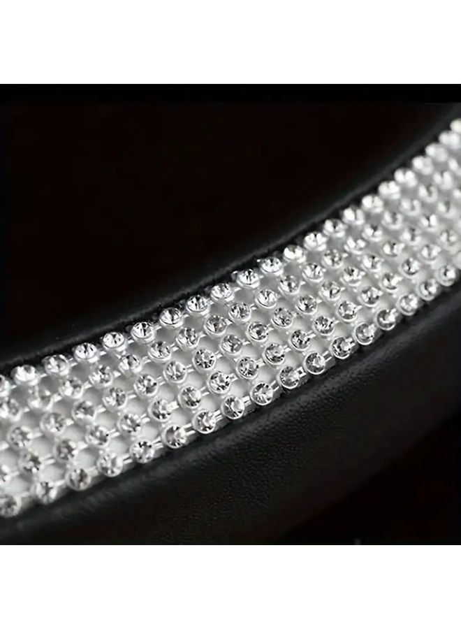Silvery Diamond Luxury Crown Glitter Steering Wheel Cover Anti Slip PU Leather - Image 5