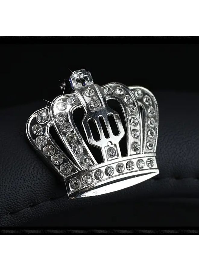 Silvery Diamond Luxury Crown Glitter Steering Wheel Cover Anti Slip PU Leather - Image 4