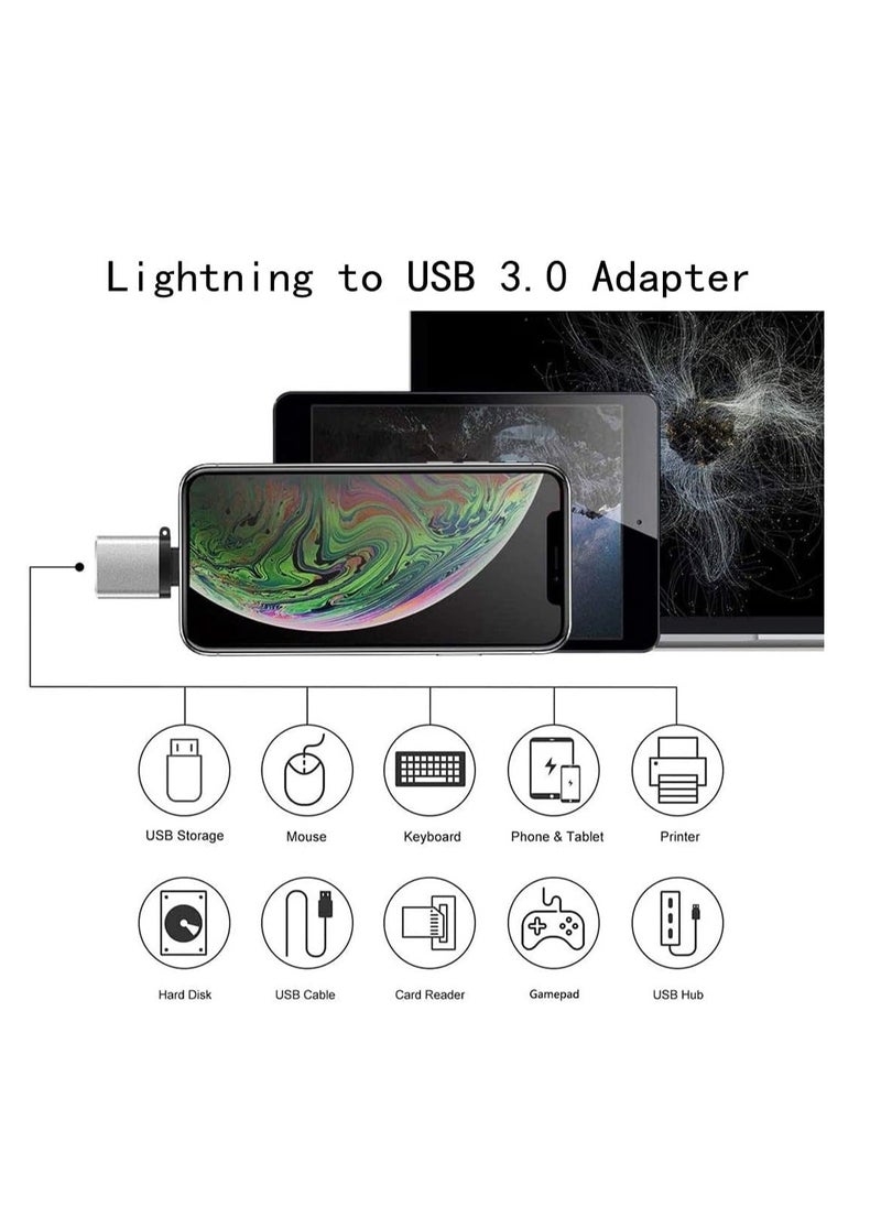 Generic - Lightning to USB Camera Hub Adapter,  USB3.0 Female OTG Data Sync Converter, Compatible with iPhone12/11/X/iPad, Card Reader, USB Flash Drive, Mouse, Keyboard, MIDI - Image 1