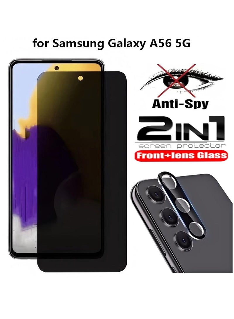 2 in 1 for Samsung Galaxy A56 5G Privacy Screen Protector with Camera Lens Film,  Anti-spy Tempered Glass, Anti Scratch Screen Protector Film