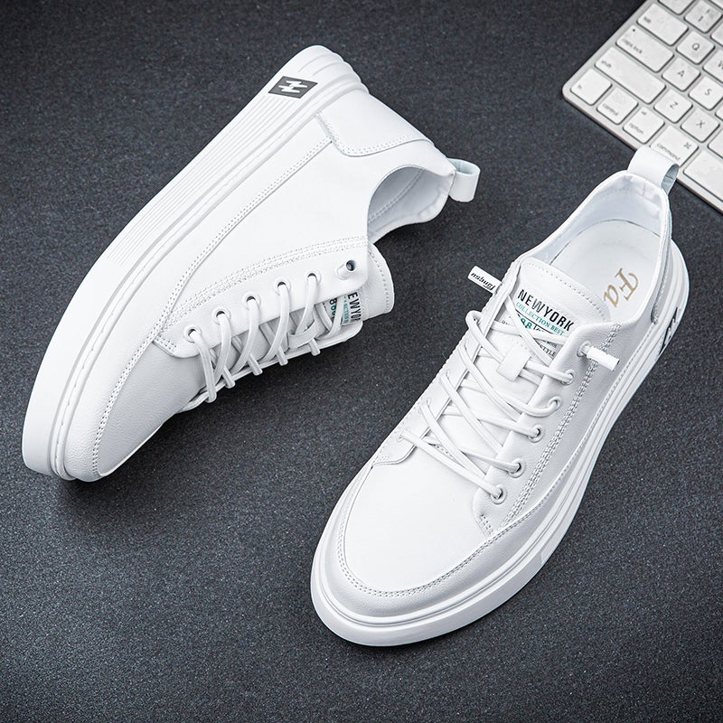 Soft Cowhide White Shoes Men'S Winter Fleece-Lined Warm Sports White Sneakers Boys Casual Men'S Shoes Autumn - Image 3