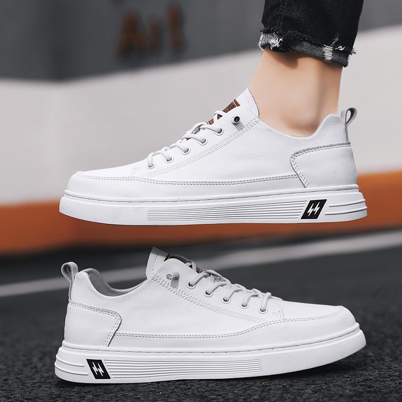 Soft Cowhide White Shoes Men'S Winter Fleece-Lined Warm Sports White Sneakers Boys Casual Men'S Shoes Autumn - Image 4