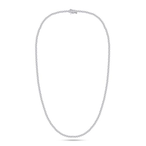 SAVEARTH DIAMONDS 3 Prong 2.5mm Tennis Necklace for Women, 14K White Gold Over Sterling Silver 5.50ctw Round Lab Created Moissanite Tennis Thin Necklace Chain Jewelry 16 inch - Image 1