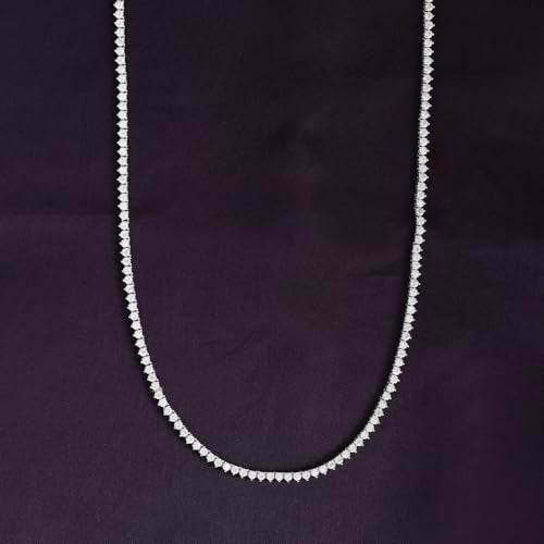 SAVEARTH DIAMONDS 3 Prong 2.5mm Tennis Necklace for Women, 14K White Gold Over Sterling Silver 5.50ctw Round Lab Created Moissanite Tennis Thin Necklace Chain Jewelry 16 inch - Image 5