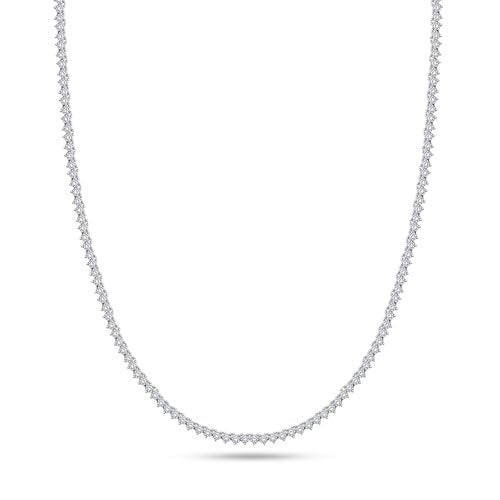 SAVEARTH DIAMONDS 3 Prong 2.5mm Tennis Necklace for Women, 14K White Gold Over Sterling Silver 5.50ctw Round Lab Created Moissanite Tennis Thin Necklace Chain Jewelry 16 inch - Image 4