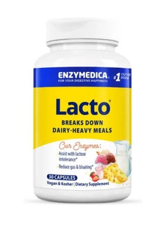ENZYMEDICA Lacto, Most Advanced Dairy Digestion Formula, 30 Capsules  - Image 1