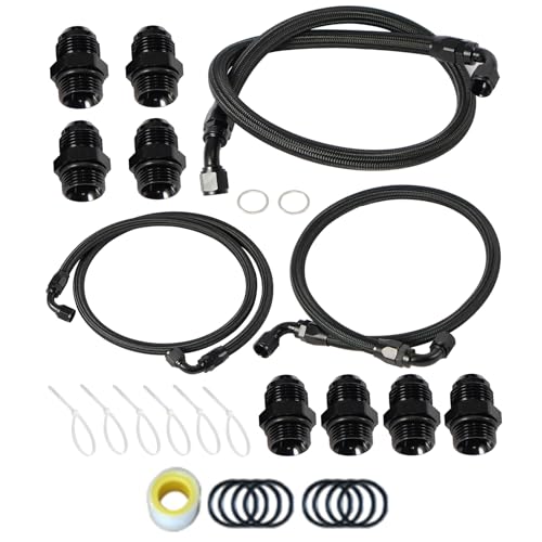 GSTP 10AN Upgraded Transmission Cooler Line Kit Nylon and Stainless Steel Braided Cooling Hose Fitting Kit Compatible with Chevrolet/GMC 6.6L Duramax (LLY/LBZ/LMM) 2006-2010 Anodized - Image 1
