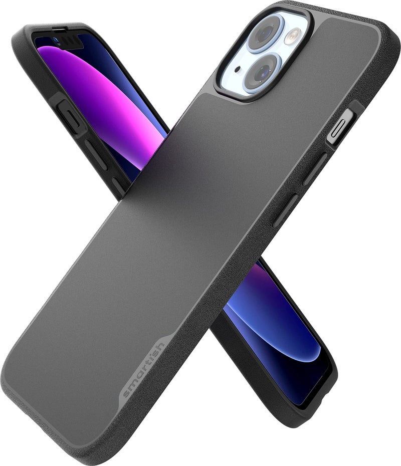 SmartishÂ® iPhone 14 Magnetic Case - Gripmunk Compatible with MagSafe [Lightweight + Protective] Slim/Thin Grip Cover with Microfiber Lining for Apple iPhone 14 - Black Tie Affair - Image 1