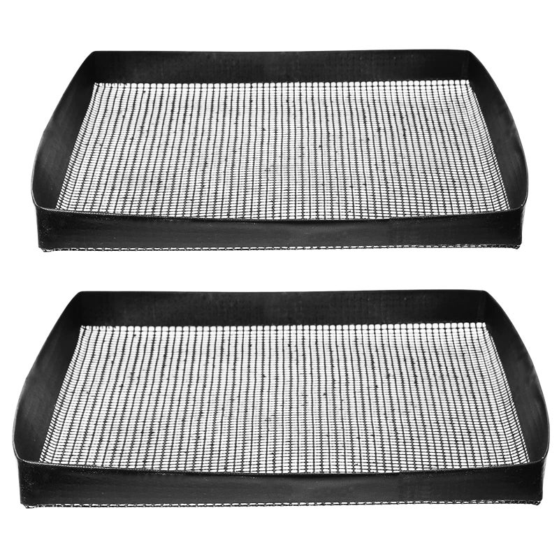 Kamehame Kamehame Grill Basket Pack of 2 Nonstick Mesh Tray for Grilling  Baking Black HeatResistant Grilling Mats for Outdoor Barbecue Crispy Basket Meat Vegetable Grill Mesh 