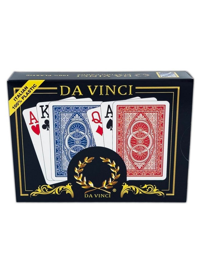 DA VINCI Ruote Italian 100% Plastic Playing Cards 2-Deck Set Bridge Size Large Index - Image 1