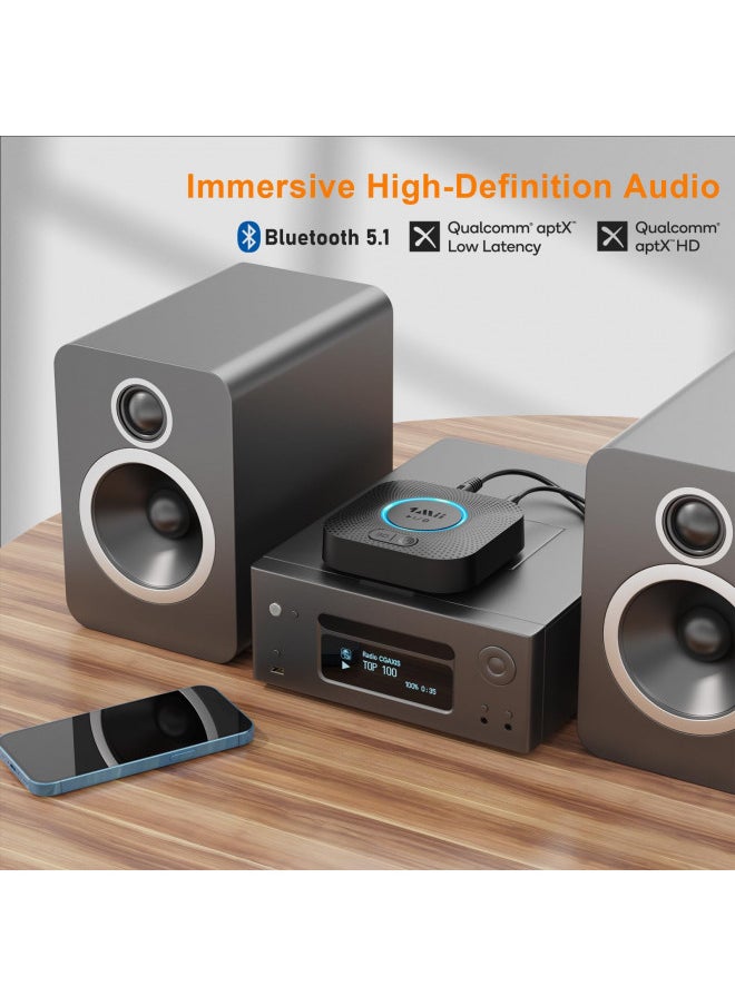 1mii - [Upgraded] 1Mii B06 Plus Bluetooth Receiver, HiFi Wireless Audio Adapter, Bluetooth 5.1 Receiver with 3D Surround aptX HD aptX Low Latency for Home Music Streaming Stereo System - Image 1