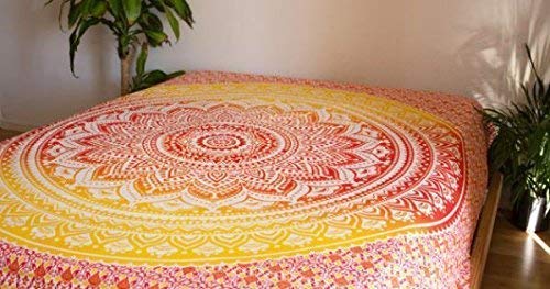 Textile art Double bedsheet Cotton Queen Size Indian Mandala Tapestry Wall Hanging Throw Bohemian - Image 2