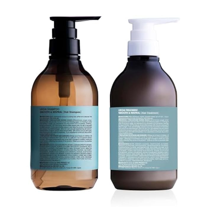 LIKOA, Smooth and Neutral Shampoo and Treatment Set, Vegan, Halal, Lightweight Moisture for Fine, Dry, or Tangle-Prone Hair, Botanical Hair Care, White Floral Scent, Made in Japan, 16.9/17.64 Fl oz - Image 2