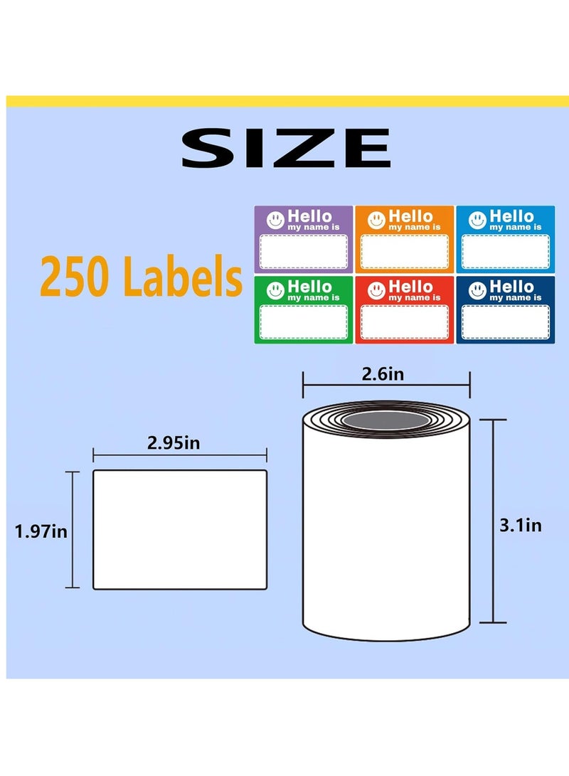 KASTWAVE Name Tag Stickers, "Hello, My Name is" Colorful Name Tags for Schools, Offices, Themed Parties, Families, and Competitions, 1.97in*2.95in, 250 Pcs  - Image 5