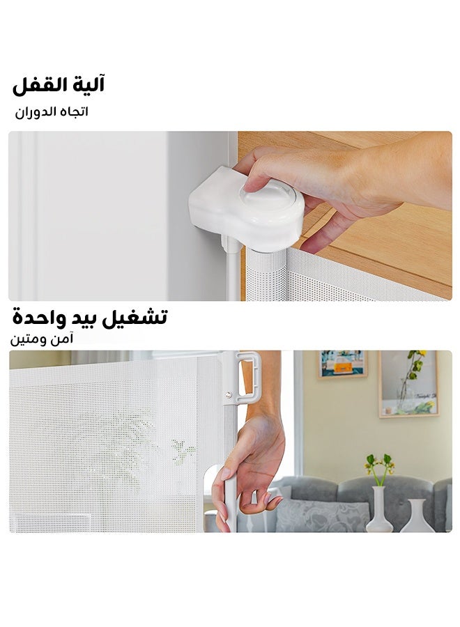 ريوليو بوابة أطفال قابلة للسحب من ، حاجز أمان شبكي للأطفال والحيوانات الأليفة، بوابة أمان عريضة بارتفاع 34 بوصة (86 سم) وعرض 59 بوصة (1.5 متر)، بوابة كلاب للحيوانات الأليفة مناسبة للأبواب والسلالم، للاستخدام الداخلي والخارجي (لون أبيض). - Image 4