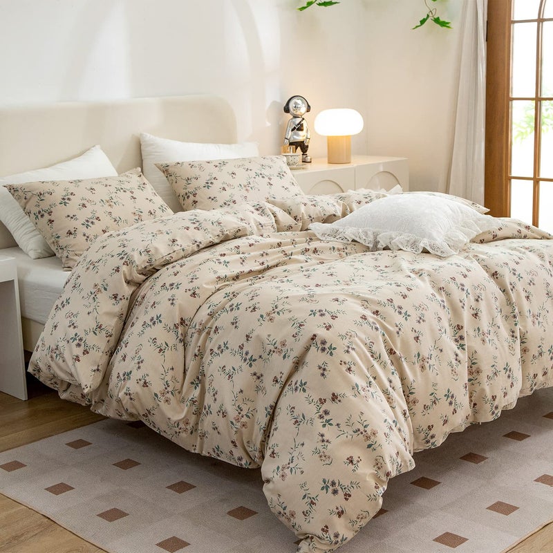Jane yre Floral Twin Duvet Cover, Brushed Microfiber 3 Pieces Bedding Set, Garden Style Vintage Floral Twin Duvet Cover Flower, with Zipper Closure, Luxury Soft Breathable Comfy - Image 4