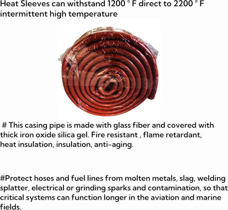 BSTFLEX 3/4"(20mm) ID Heat Shielded Fire Thermo Armor Fire Sleeve Silicone Coated Fiberglass for Automotive Hose Lines & Electrical Wiring Red, 5 feet - Image 3