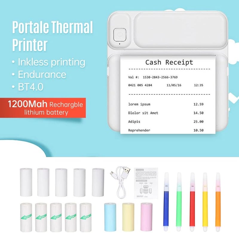 Yosoo Portable Pocket Wireless Bluetooth Thermal Printer Green High Resolution Long Battery Life - Image 5