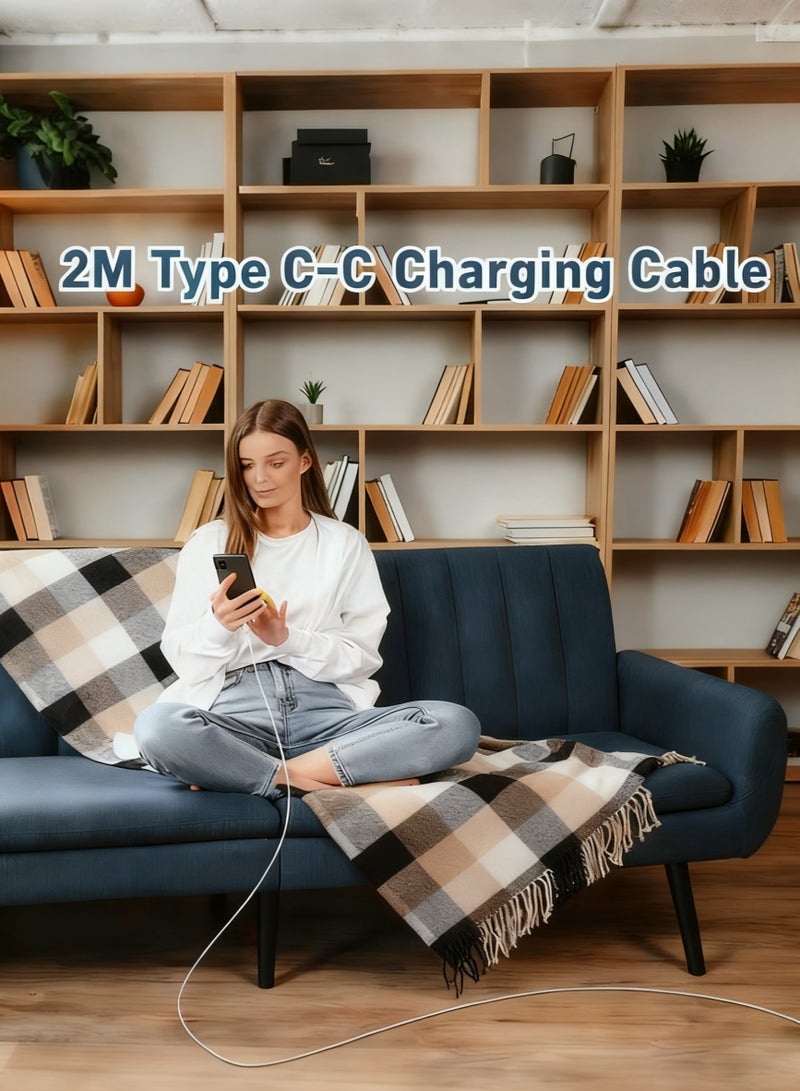 Univer Tang USB-C 100W Type C Cable, 2 M Braided Faster Charging Cable,Power Delivery PD Cord, Compatible with iPhone  17/17Pro/17 Pro Max/16/16Plus/16Pro/16 Pro Max/15/15 Pro/15 Plus/15 Pro Max,iPad Mini/Pro, MacBook Pro/Air, White - Image 4