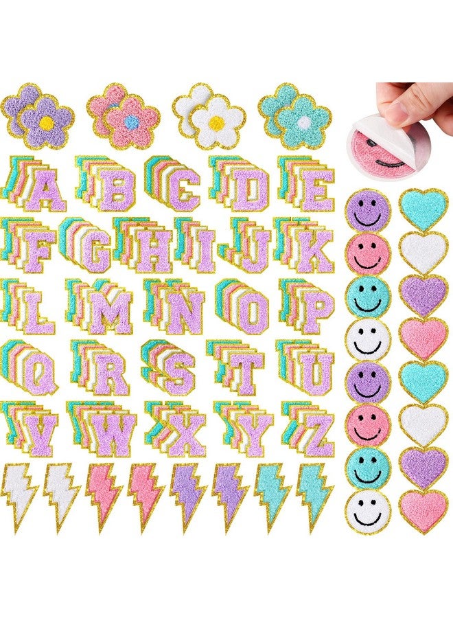 Hanaive 136 Pcs Chenille On Patches For Clothing Letter Self Adhesive Cute Rainbow Smile Face Love Heart Patches For Jeans Embroidered Applique (Novel Style) - Image 1