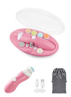 Syarme Baby Nail Trimmer Electric, Rechargeable Baby Nail File Baby Nail Clippers Set, Trim Polish Grooming Kit for Newborn Toddler or Adults Toes Fingernails, 9 Grinding Heads and LED Light - Pink  - Image 2