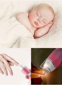 Syarme Baby Nail Trimmer Electric, Rechargeable Baby Nail File Baby Nail Clippers Set, Trim Polish Grooming Kit for Newborn Toddler or Adults Toes Fingernails, 9 Grinding Heads and LED Light - Pink  - Image 3