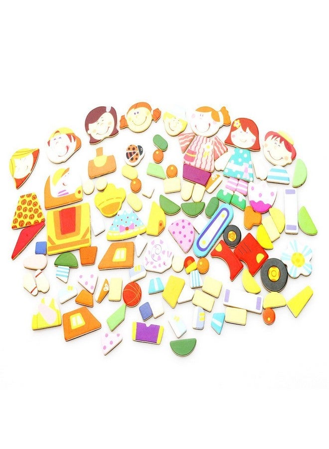 EMOB Emob 100 Pieces Wooden Kids Toy Magnetic Board Puzzle Games, Satu Brown Multifunction Double Sided Jigsaw Drawing Sketchpad Writing Chalkboard Educational Toys - Image 2