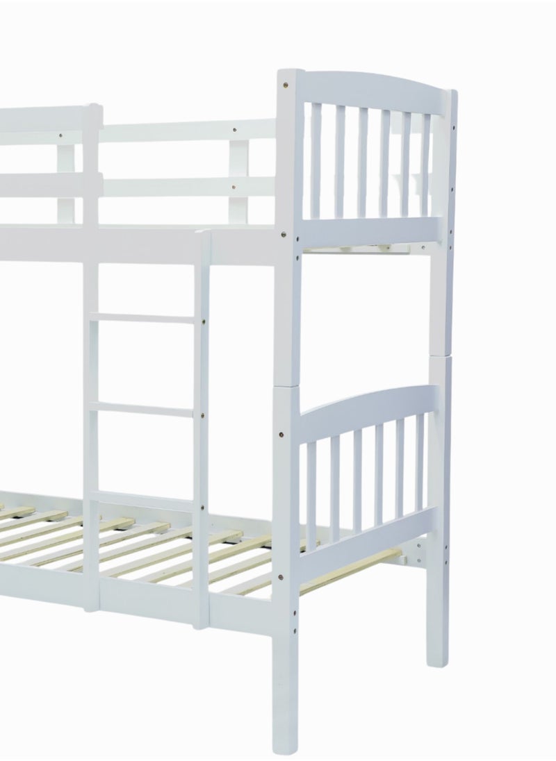 Uzman Home Uzman Home Heavy Duty Wooden Bunk Bed With Ladder for Kids, Teens, Bedroom, Guest Room Furniture, Solid Wooden Bed, Full-Length Guardrail Color WHITE  - Image 2