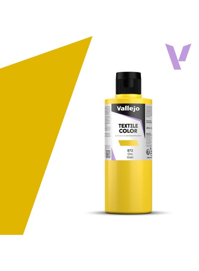 فاليجو طلاء أقمشة ذهبي 572 - زجاجة 200 مل بلمسة نهائية معدنية قابلة للغسل