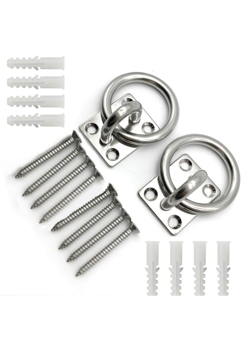 Excefore 2 Pack Ceiling Hook 304 Stainless Steel Wall Mount Hook Premium Heavy Duty Square Stainless Steel Pad Eye Hooks Suitable for Yoga Swings Hammocks Training Straps Hanging - Image 1