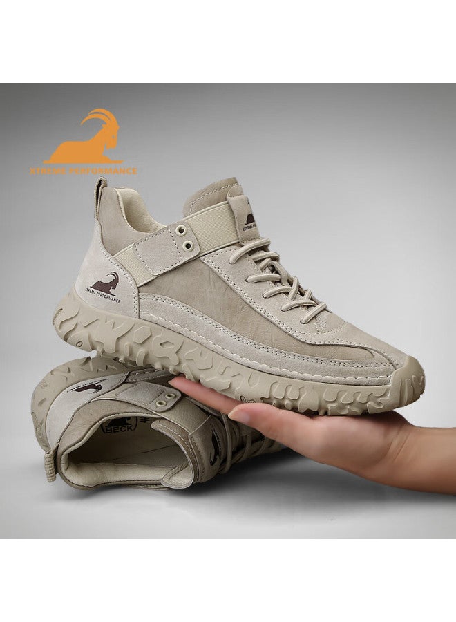 Beck Gongyang Men's Casual Shoes, Spring And Autumn Style, Comfortable Soft Sole, Retro Outdoor Hiking Shoes, Men's Sneakers, Sand Color, Size 43 - Image 1