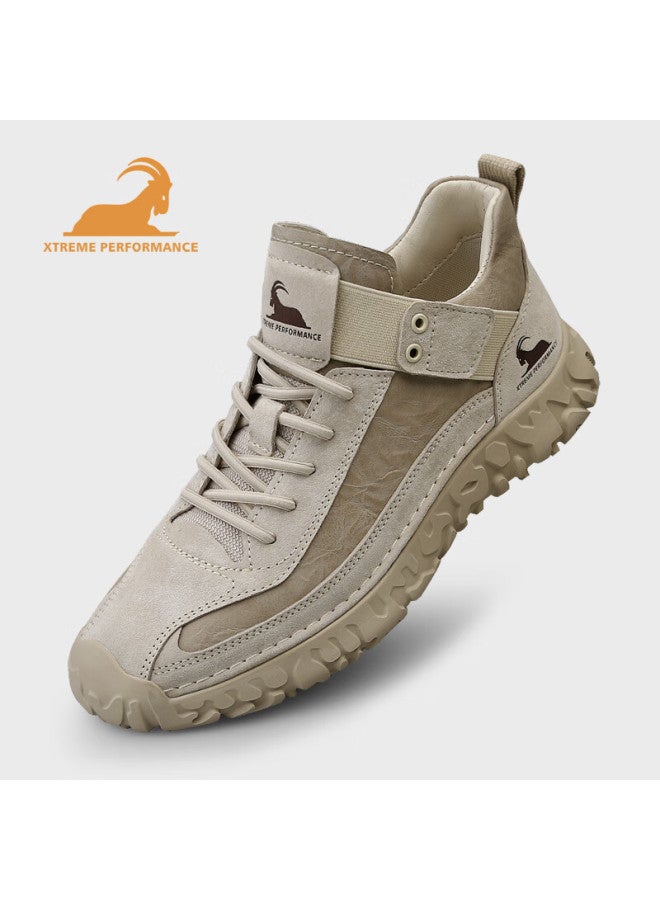 Beck Gongyang Men's Casual Shoes, Spring And Autumn Style, Comfortable Soft Sole, Retro Outdoor Hiking Shoes, Men's Sneakers, Sand Color, Size 43 - Image 5