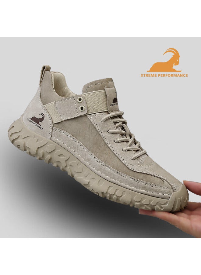 Beck Gongyang Men's Casual Shoes, Spring And Autumn Style, Comfortable Soft Sole, Retro Outdoor Hiking Shoes, Men's Sneakers, Sand Color, Size 43 - Image 2
