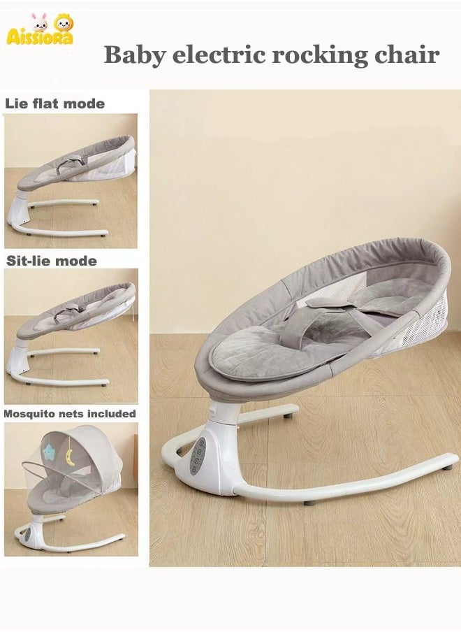 Aissiora Electric baby rocking chair Multi-function automatic rocking bed With 4 adjustable swing speeds, Timer and remote control With mosquito net With music  - Image 1