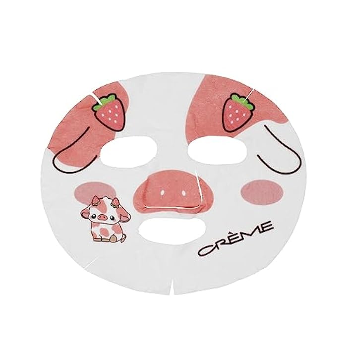 The Crème Shop Be Milky, Skin! Animated Strawberry Cow Face Mask, Vegan Collagen Facial Mask, K Beauty Sheet Mask - 3 Pack - Image 2