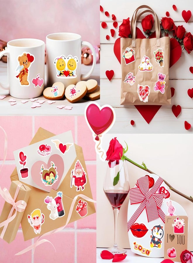 300 قطعة من ملصقات عيد الحب للفصول الدراسية للأولاد والبنات، ملصقات فينيل مقاومة للماء على شكل قلوب رومانسية لتزيين النوافذ، هدايا، أجهزة كمبيوتر محمولة للأطفال والكبار في عيد الحب (غير متكررة) - Image 5