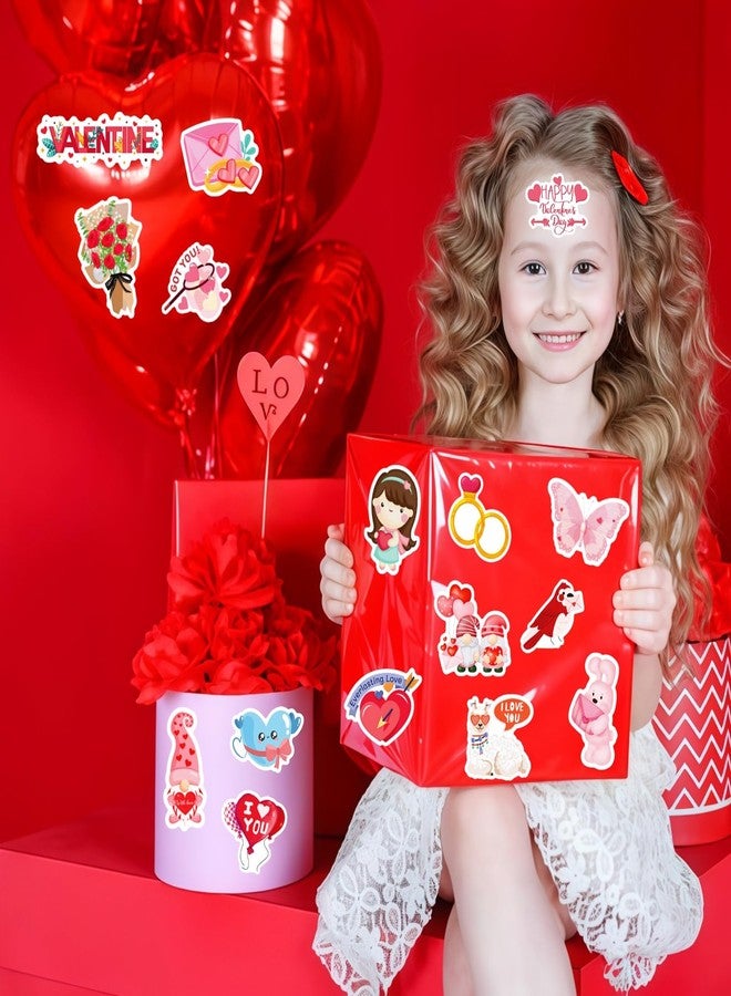 300 قطعة من ملصقات عيد الحب للفصول الدراسية للأولاد والبنات، ملصقات فينيل مقاومة للماء على شكل قلوب رومانسية لتزيين النوافذ، هدايا، أجهزة كمبيوتر محمولة للأطفال والكبار في عيد الحب (غير متكررة) - Image 2