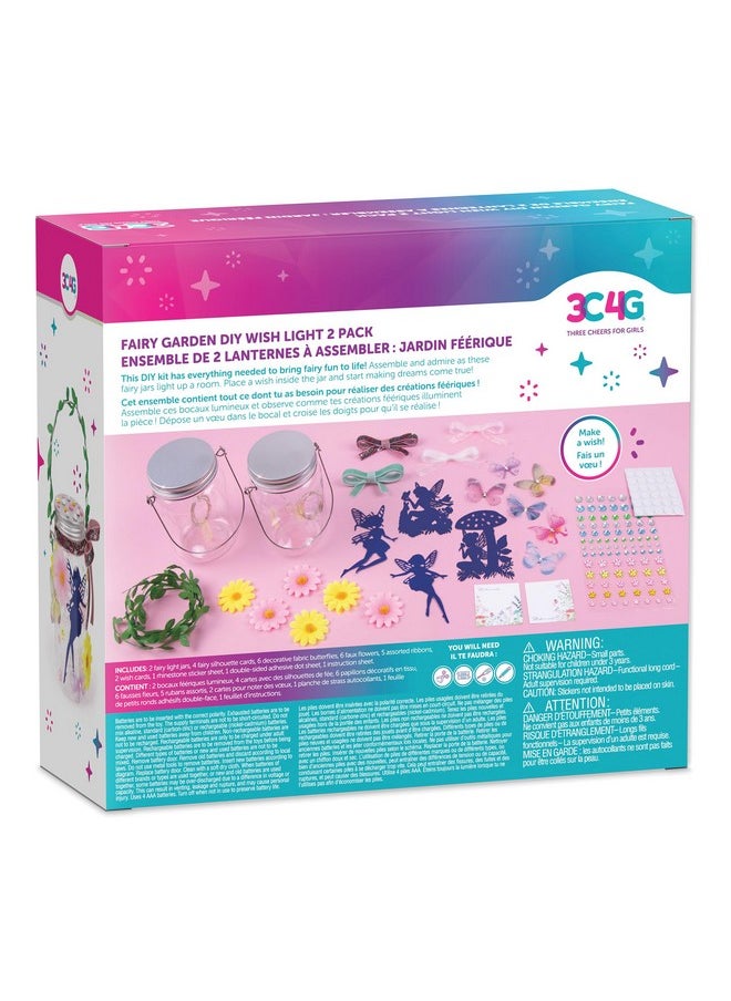 Make It Real Make It Real 3C4G: Fairy Garden DIY Wish Light - Create 2 Fairy Light Jars, Customize w/ 4 Fairy Silhouettes, Lights Up, Tweens, Girls & Kids Ages 8+, Three Cheers for Girls  - Image 2