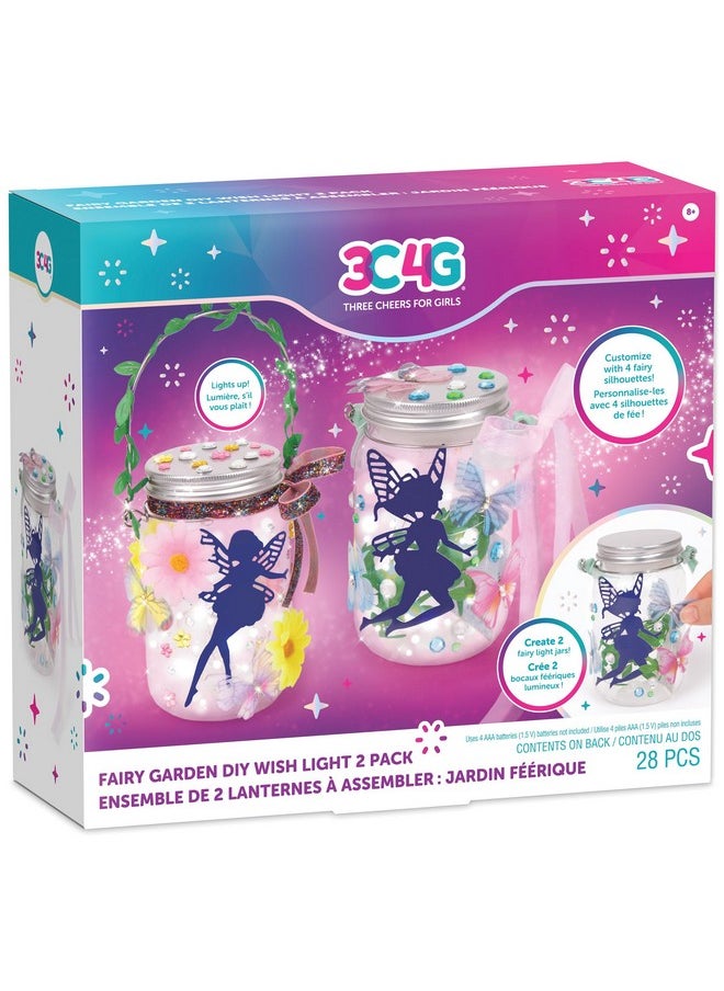Make It Real Make It Real 3C4G: Fairy Garden DIY Wish Light - Create 2 Fairy Light Jars, Customize w/ 4 Fairy Silhouettes, Lights Up, Tweens, Girls & Kids Ages 8+, Three Cheers for Girls  - Image 1
