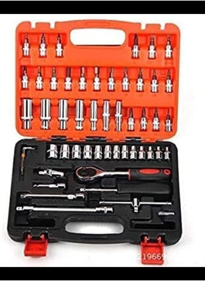 ABBASALI Open End Hand Toolkit Premium Socket Wrench Tool Set 53 pcs 1/4 Drive Socket Set.  - Image 1