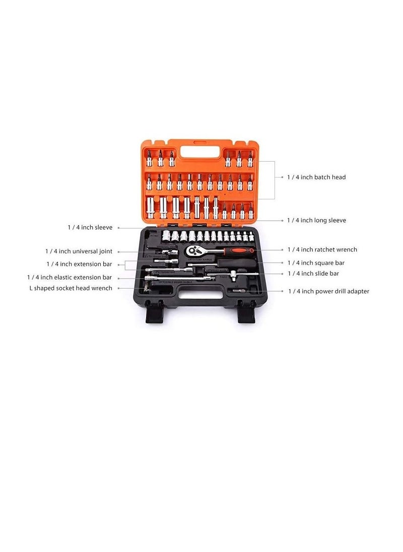 ABBASALI Open End Hand Toolkit Premium Socket Wrench Tool Set 53 pcs 1/4 Drive Socket Set.  - Image 2