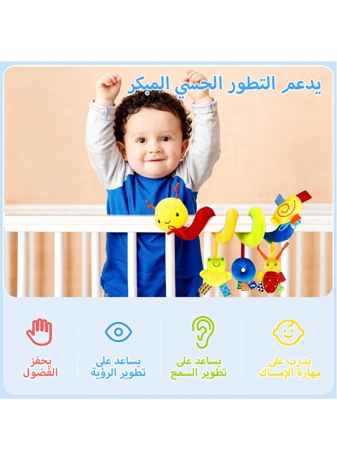 BBMORE Baby Crib Hanging Rattles Toys, Cartoon Insect Spiral Hanging Toy with Ringing Bell to Support Sensory and Cognitive Development in - Image 5