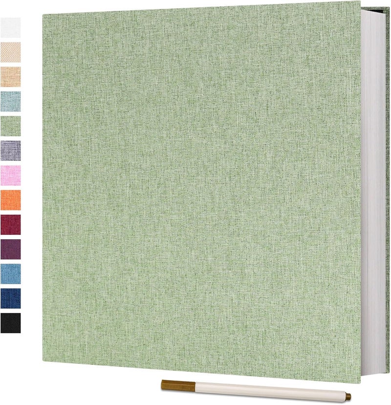 Vienrose ألبوم صور فينروز ذاتي اللصق مقاس 4×6 5×7 3×5 8.5×11 بوصة، ألبوم سكرابوك DIY مع قلم م��دني (33×32 سم 60 صفحة، أخضر عشبي) - Image 1