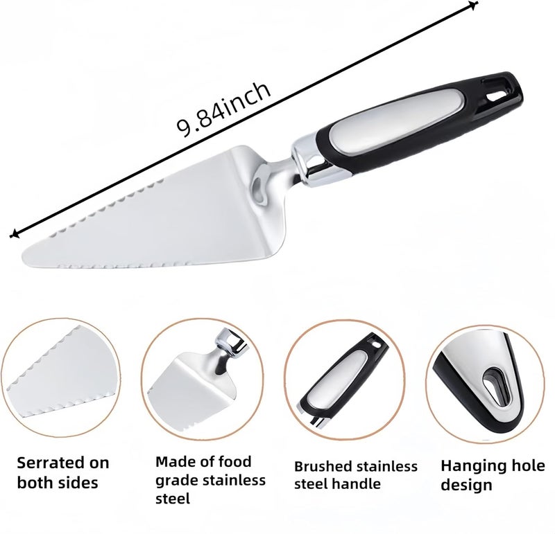 CINBILCORN Pie Server Spatula,Stainless Steel Cake Cutter Slicer,Pizza Tart Dessert Cutter,Black - Image 2