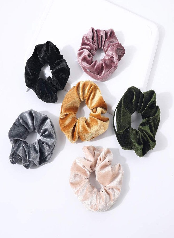 Ivyu Velvet Scrunchies Hair Ties Women - 6 Pack Big Vsco Girl Stuff Scrunchy for Hair Scrunchie Holder Elastic Bands With Zipper Pocket Gift For Friends - Image 4