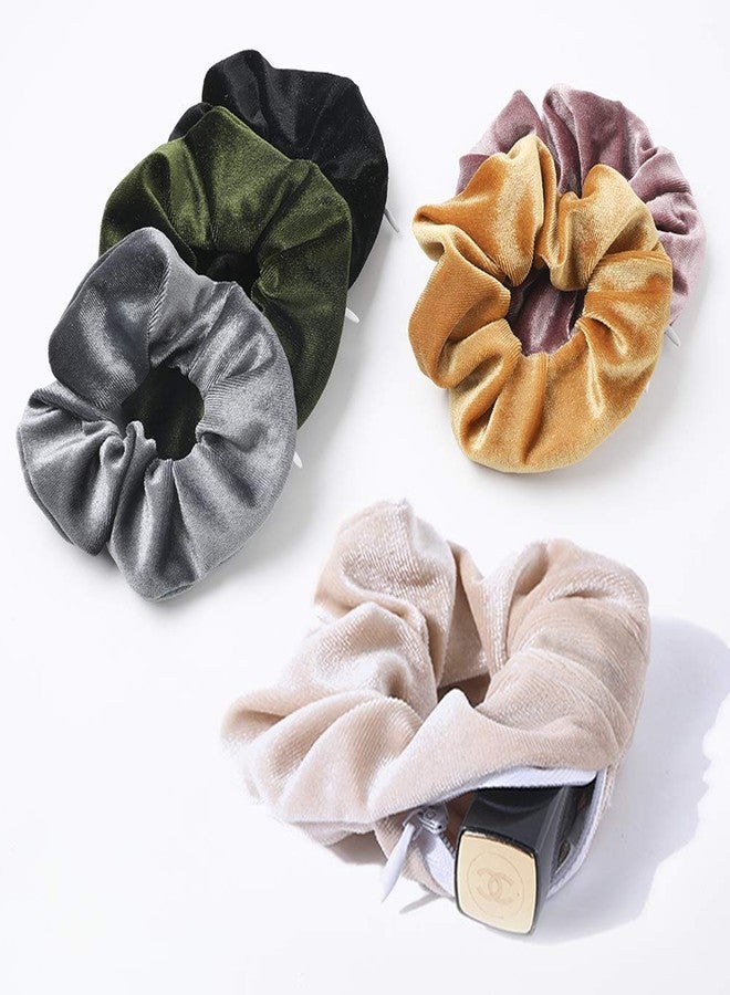 Ivyu Velvet Scrunchies Hair Ties Women - 6 Pack Big Vsco Girl Stuff Scrunchy for Hair Scrunchie Holder Elastic Bands With Zipper Pocket Gift For Friends - Image 1